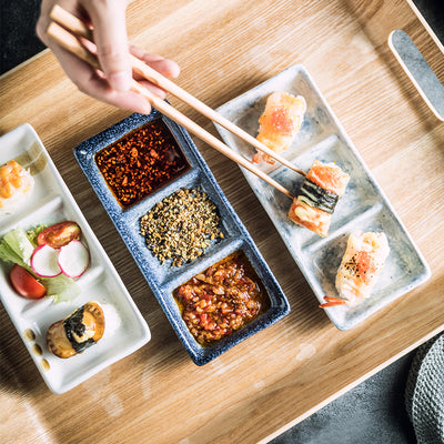 Plato de Cerámica Japonés Compartido de Tres Secciones para Condimentos - Image 25