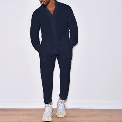 Traje Deportivo Europeo Hombre con Mangas Largas de Lino - Ropa de Trabajo Versátil - Image 10