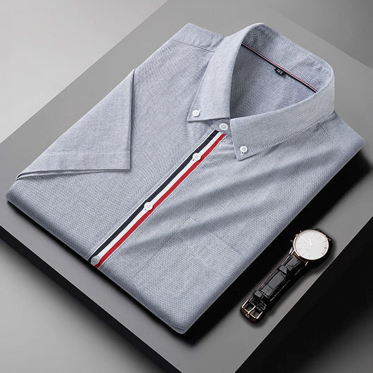Camisa Oxford Casual a Rayas con Contraste de Colores para Hombre - Image 9