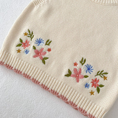 Chaleco Infantil de Cuello Redondo con Bordado Otoñal - Image 22