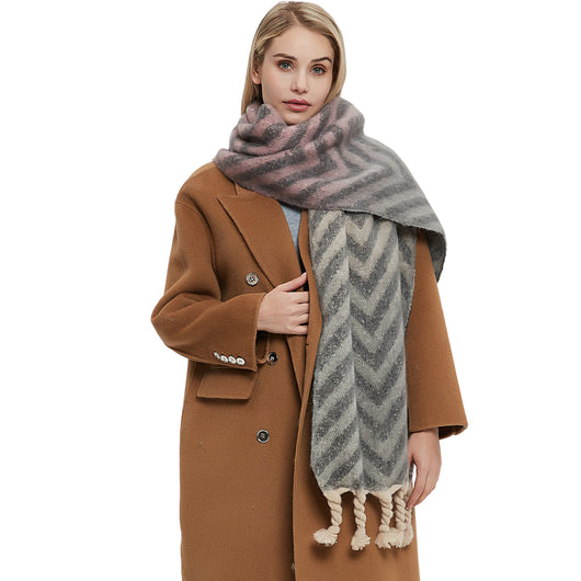 Chaqueta Tejida Otoño Invierno con Trenza Gruesa y Efecto Mohair