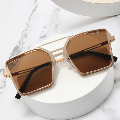 Gafas de Sol Steampunk Hombre Marco Hueco Cuadrado Metal Doble Rayo - Image 2