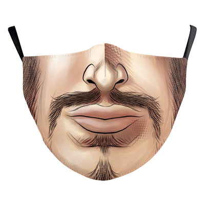Blue double-layer ear-hanging face mask with a colorful Day of the Dead and cartoon skull pattern. - Image 26