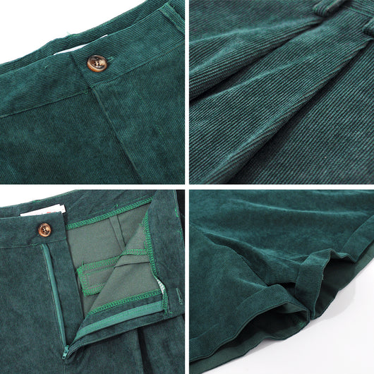 Pantalones de Niña Cintura Alta en Felpa Verde - Image 11