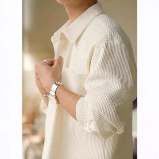 Camisa Polo Texturizada Suelta Casual para Hombre - Image 5