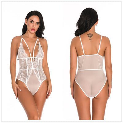 Lencería Sensual de Encaje Transparente - Diseño Moderno de Una Pieza - Image 11