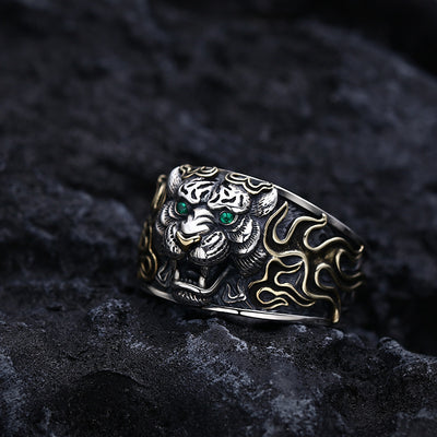 Anillo Ajustable Cabeza de Tigre en Plata 925 Estilo Retro - Image 3