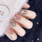 Uñas Postizas Diamantadas en Oro Champagne - Diseño Completo y Listo para Usar