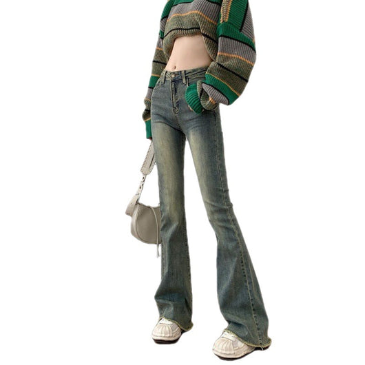 Jeans Retro Talle Alto con Basta Cruda y Corte Acampanado para Mujer - Image 10
