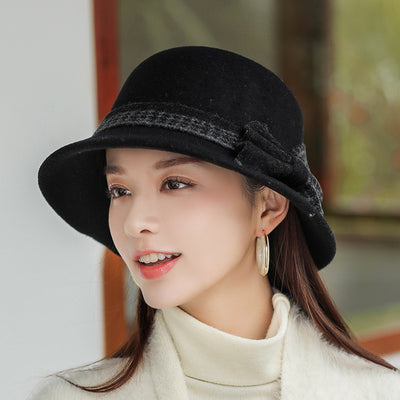 Gorro de Lana con Moño para Mujer - Estilo Elegante y Cálido