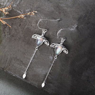 Aretes Piedra Lunar Tremella Versión Coreana para Mujer
