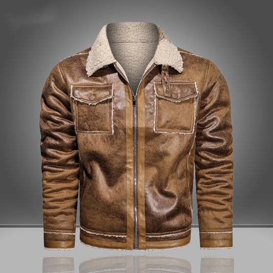 Chaqueta Retro Casual para Hombre Talla Grande con Solapa de Terciopelo