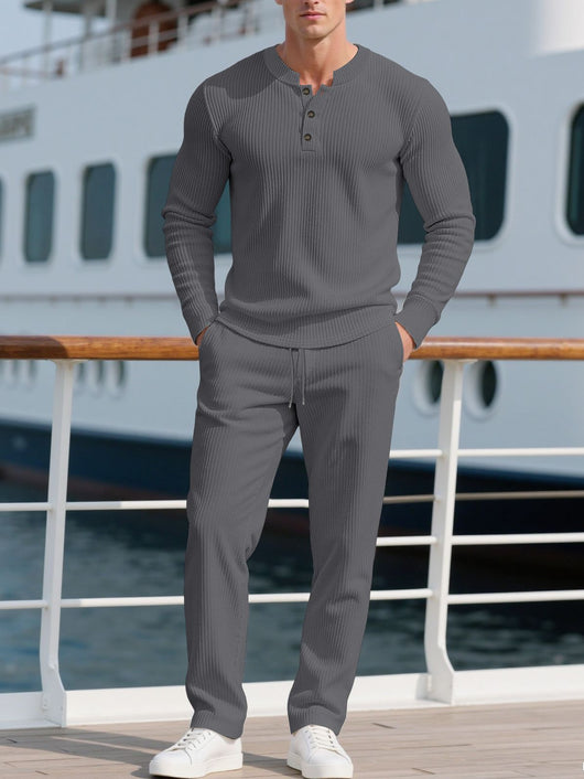 Conjunto de Pantalón y Camisa Casual de Manga Larga en Colores Sólidos - Image 10