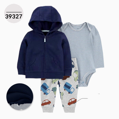 Chaqueta de Cuero con Capucha Infantil Tres Piezas Manga Larga - Image 17