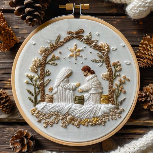 Kit de Bordado Belén Navideño Blanco
