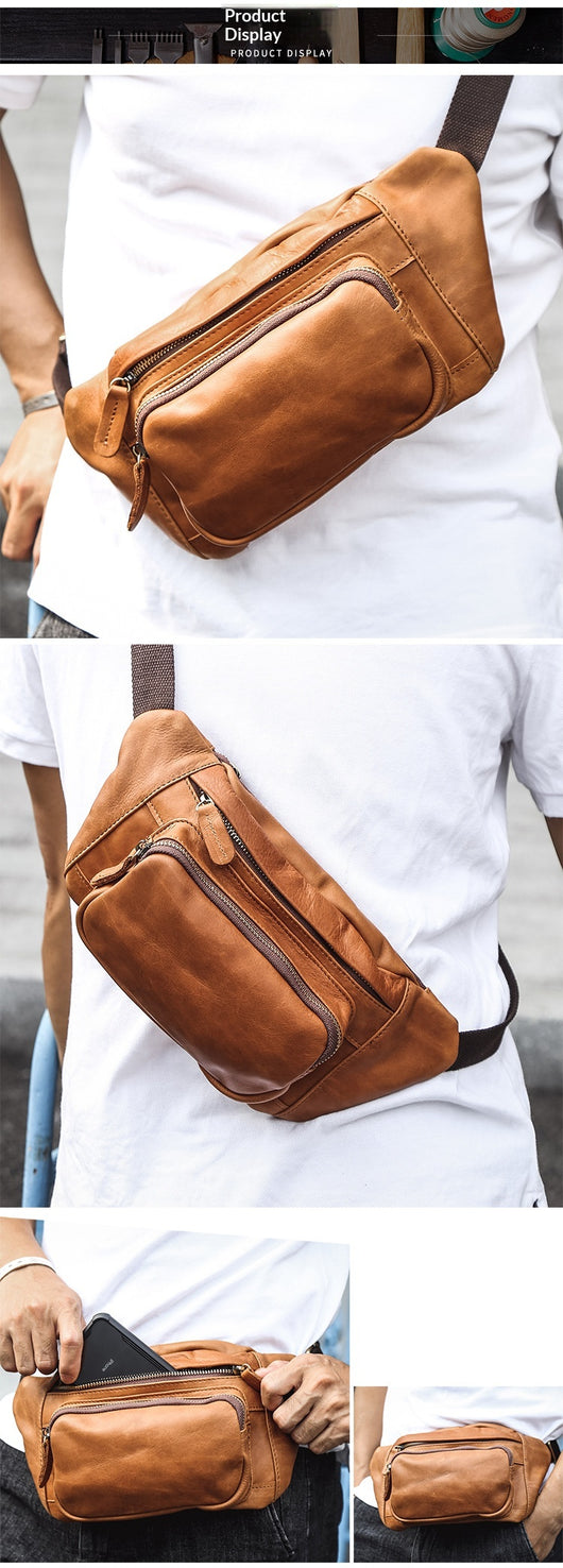 Bolsa Pecho Cuero Genuino Estilo Retro para Hombre - Image 11
