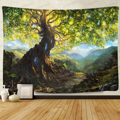 Tapiz Decorativo Colgante con Silueta de Árbol y Mar para Playa - Image 44