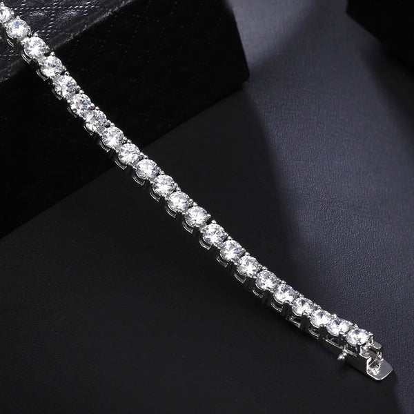 Pulsera de Plata S925 Cadena de Tenis 17-19cm Largo Ajustable