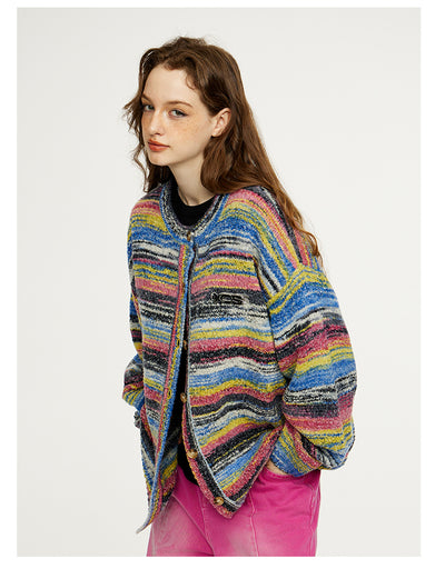 Cardigan de Rayas Degradadas en Colores Vibrantes - Image 11