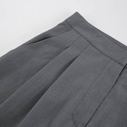 Conjunto de Pantalón Ancho y Blusa Gris de Manga Larga Cintura Alta Efecto Reductor - Image 25