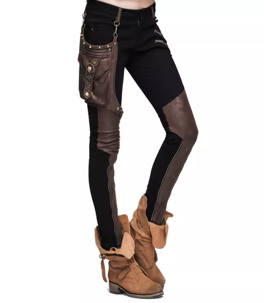 Pantalones Lápiz Patchwork Punk Rock para Mujer - Estilo Callejero - Image 10