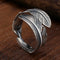 Women's Vintage Fashion Plateado Feather Shape Ring Double Plateado Old Ring Only