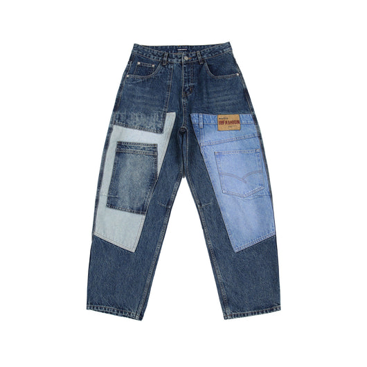 Jeans Vintage Deconstruido con Parches Pesados Lavado Retro - Image 45