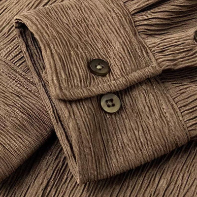 Camisa Manga Larga Cuello Cubano con Pliegues para Hombre - Image 3