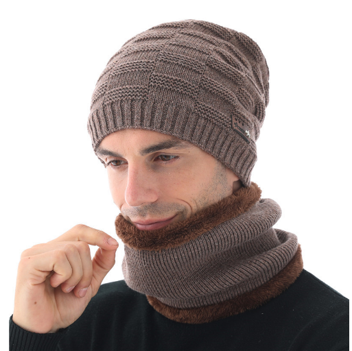 Conjunto de Gorro y Bufanda de Lana Tejida para Hombre - Image 2