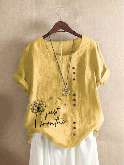 Camiseta Vintage Estampada Cuello Redondo para Verano
