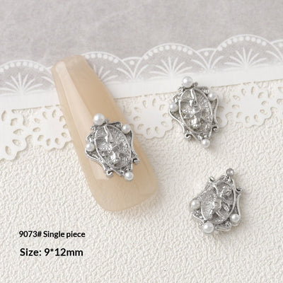 Accesorios de Decoración de Uñas con Moño de Circón Plateado - Image 29