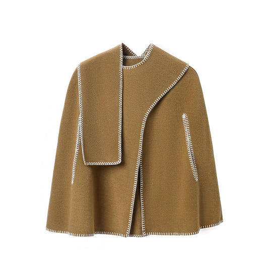 Capa Chal Mujer con Costura Camel - Elegancia Versátil - Image 6