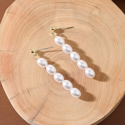 Aretes de Perla Grano de Arroz en Plata 925 Estilo Francés para Mujer - Image 3