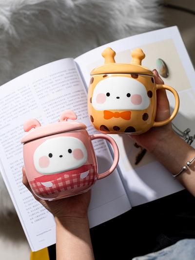 Taza de Cerámica Grande con Diseño Kawaii para Niñas