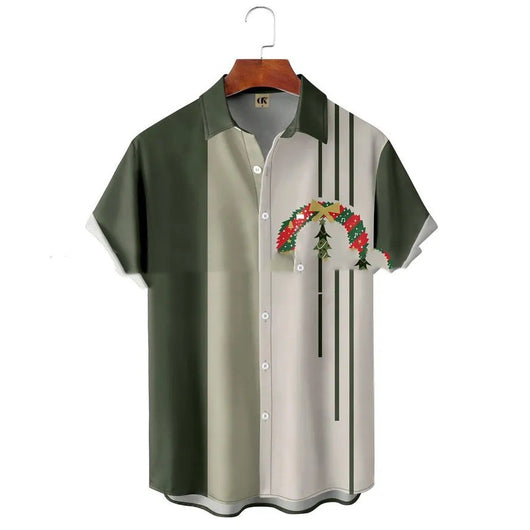 Camisa Estampada de Cuello Solapa para Hombre - Manga Corta Ideal para Festividades - Image 10