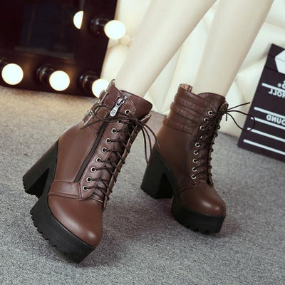Botas Cortas Punta Redonda para Mujer con Tacón Grueso - Image 4