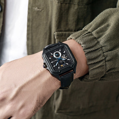 Reloj Mecánico Automático Cuadrado Impermeable con Diseño Calado para Hombre - Image 11