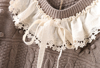 Suéter de Encaje con Cuello Solapa Inspirado en Literatura - Image 7