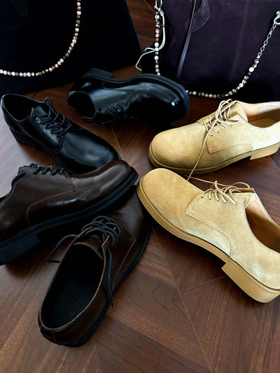 Zapatos Derby Cuero Artificial Efecto Vintage Punta Ancha - Image 16