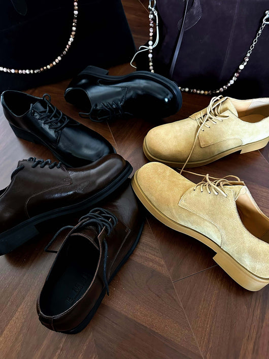 Zapatos Derby Cuero Artificial Efecto Vintage Punta Ancha - Image 16