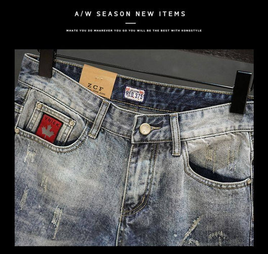 Pantalones Cortos Denim Rotos con Dobladillo Fuzzy - Estilo Retro Trendy para Hombre - Image 21