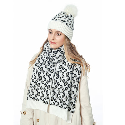 Conjunto de Gorro y Bufanda Estampado Leopardo para Otoño e Invierno - Image 25