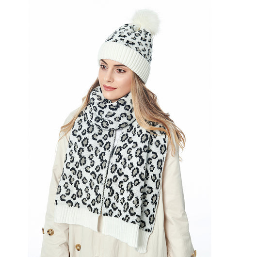 Conjunto de Gorro y Bufanda Estampado Leopardo para Otoño e Invierno - Image 25