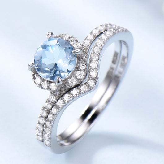 Anillo de Topacio Azul Cielo Lujo para Mujer - Image 9