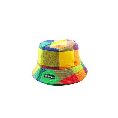 Gorro Bucket de Algodón y Lino Transpirable Cuadros Arcoíris - Image 9