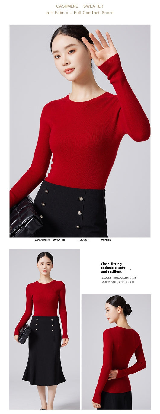 Suéter de Lana Cuello Redondo Lavable a Máquina para Mujer - Image 22
