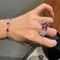 Anillo de Flor con Zirconia Multicolor y Diamante Brillante