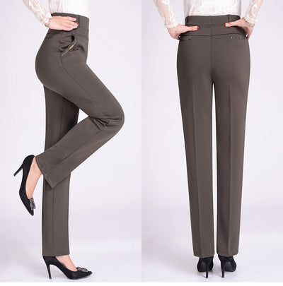 Pantalones Rectos Elásticos de Cintura Alta para Tallas Grandes - Image 8