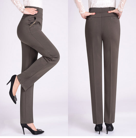Pantalones Rectos Elásticos de Cintura Alta para Tallas Grandes - Image 8