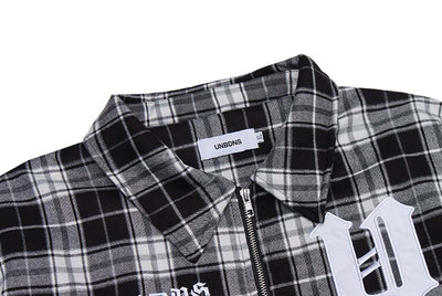 Chaqueta Acolchada de Algodón con Cuadros y Letras Bordadas para Hombre - Image 3